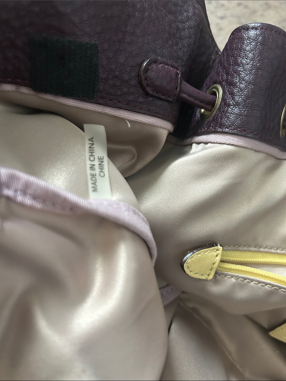 COACH Soft Legacy XI Eggplant Purple Pebbled Leather Drawstring Tote Bag Purse 🌺 - Picture 10 of 11